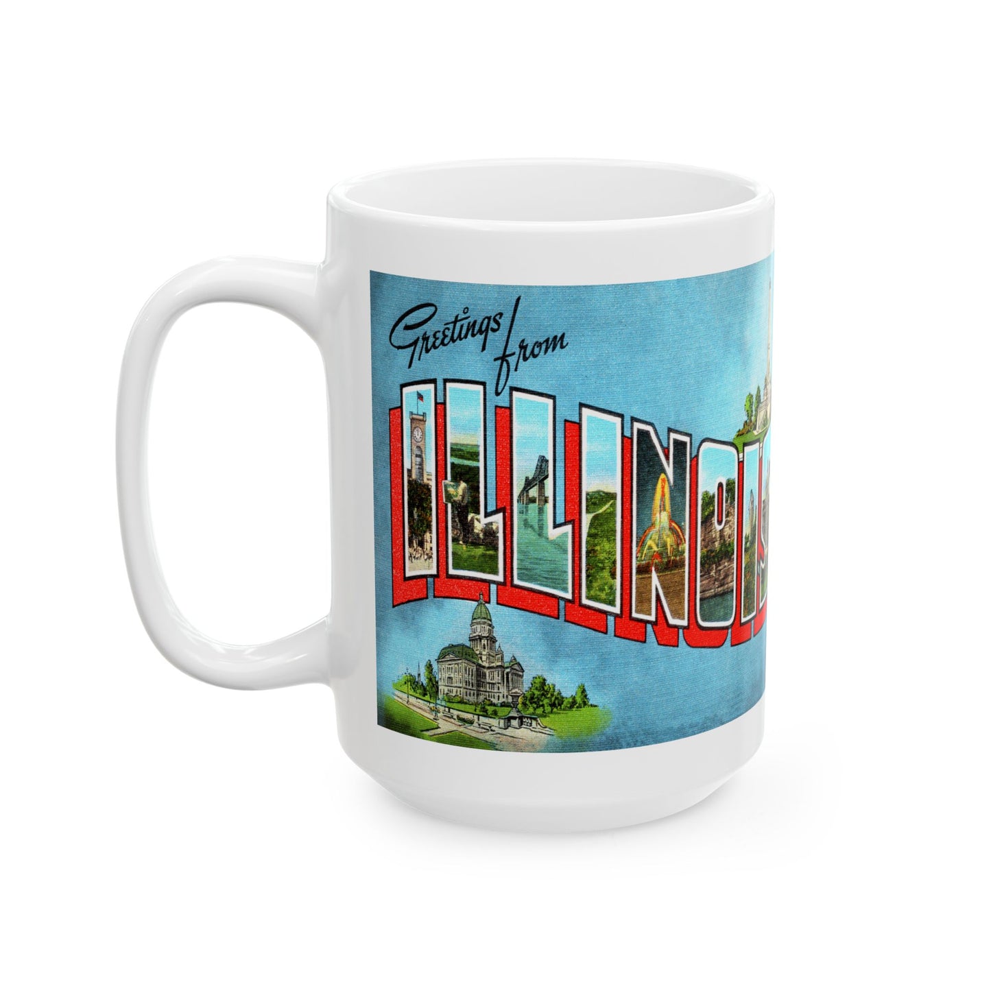 Memebly Vintage Greetings from Illinois Coffee Mug