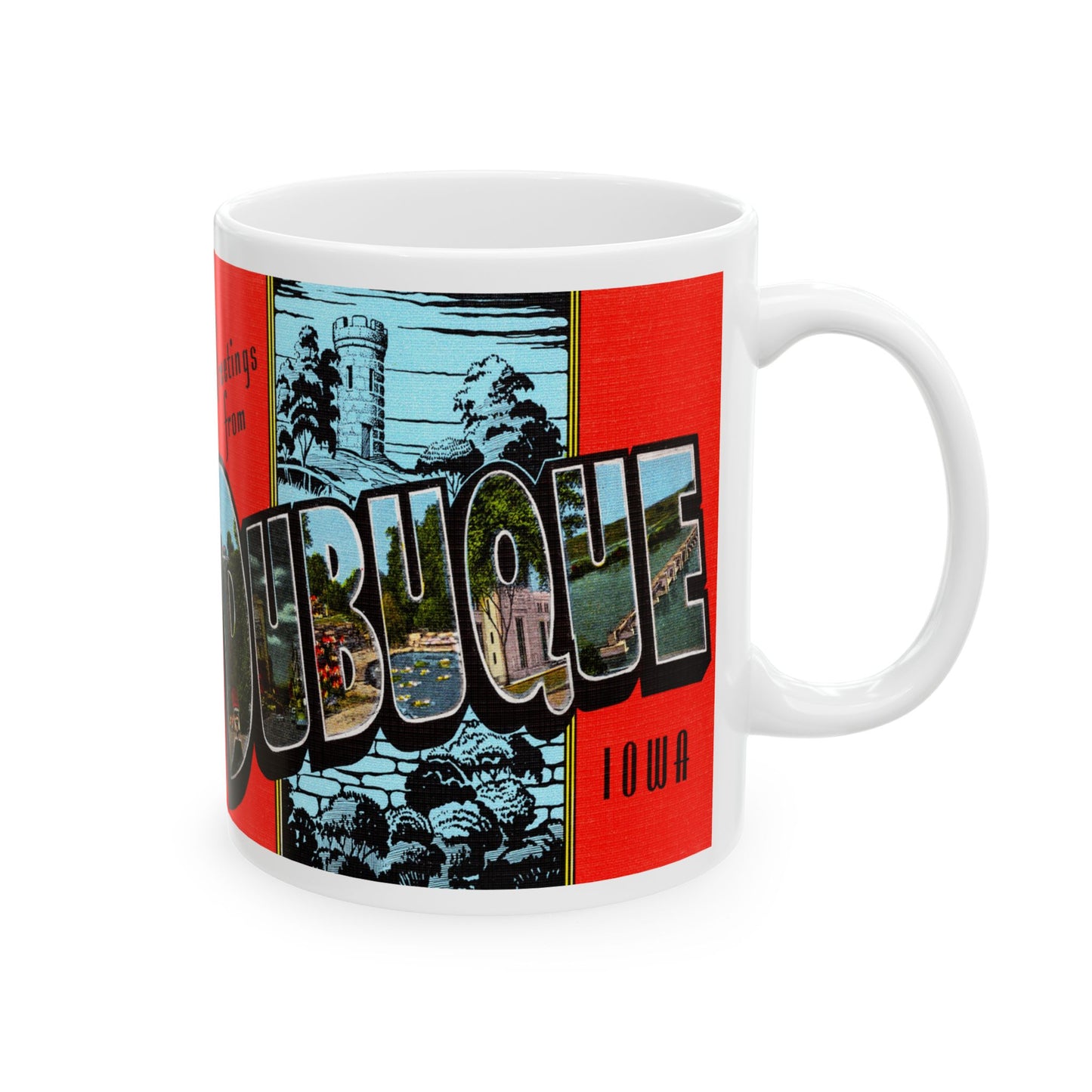 Memebly Vintage Greetings from Dubuque IA Coffee Mug