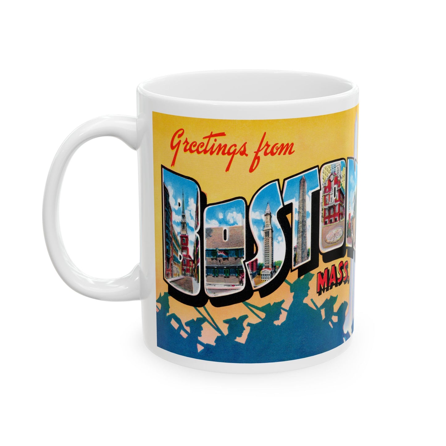 Memebly Retro 1950s Greetings from Boston MA Massachusetts Coffee Mug