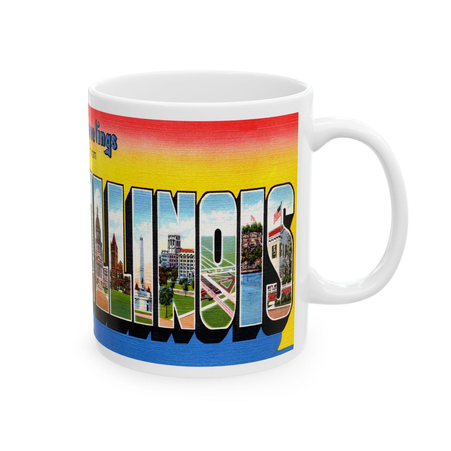 Memebly Retro Greetings from Illinois Coffee Mug