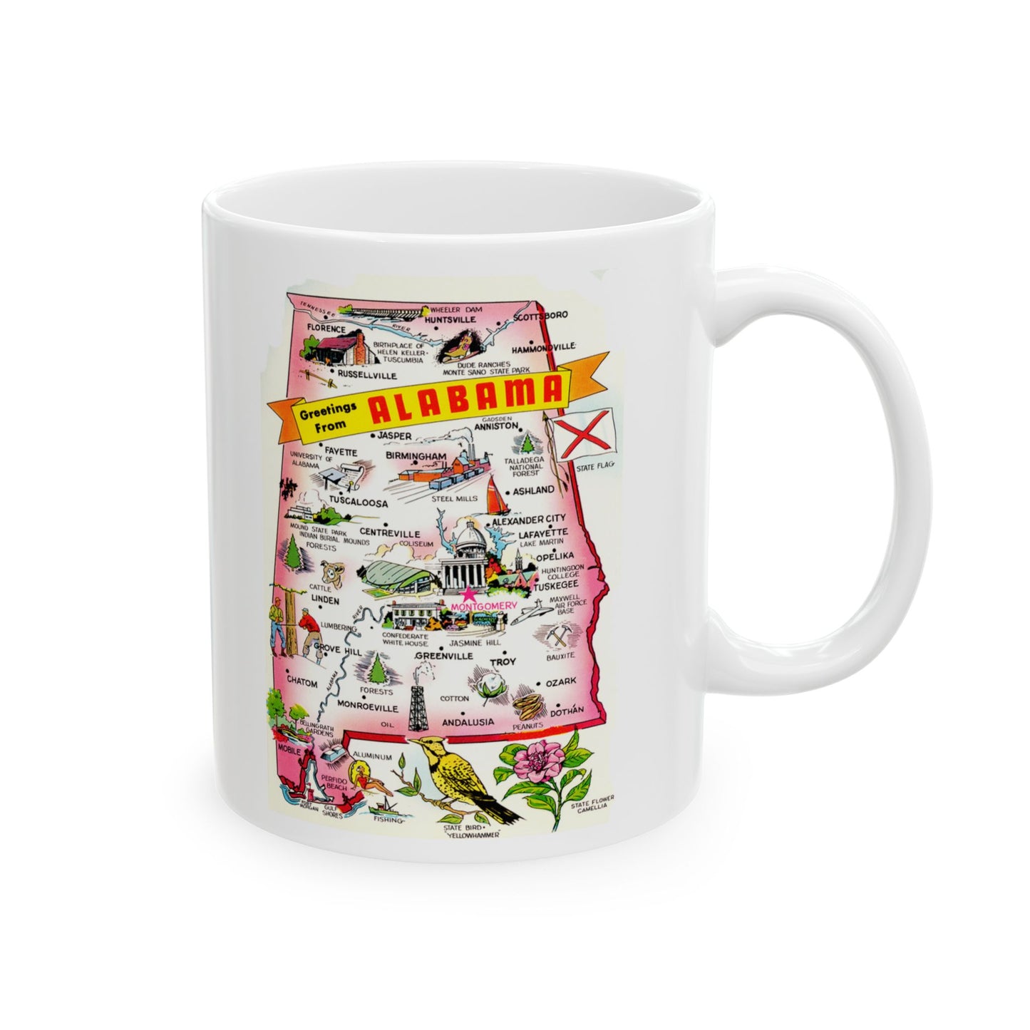 Memebly Vintage Greetings from Alabama Map Coffee Mug