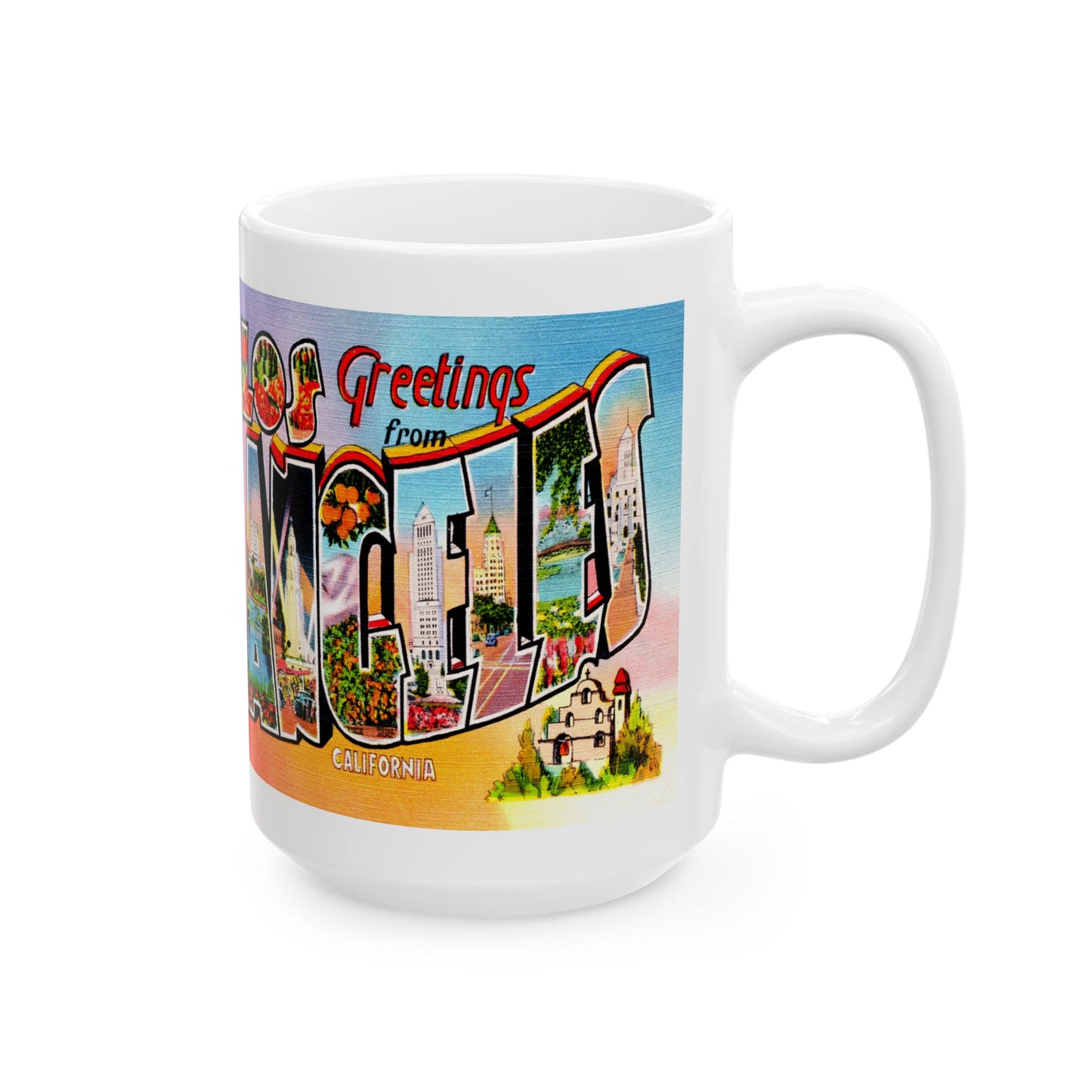 Memebly Retro Greetings from Los Angeles CA California Coffee Mug