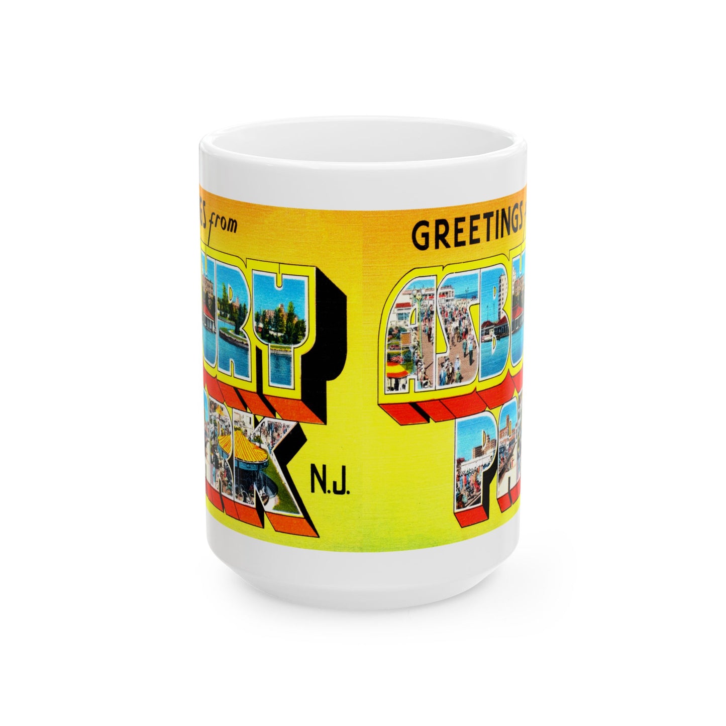 Memebly Bright Vintage Greetings from Asbury Park NJ New Jersey Coffee Mug