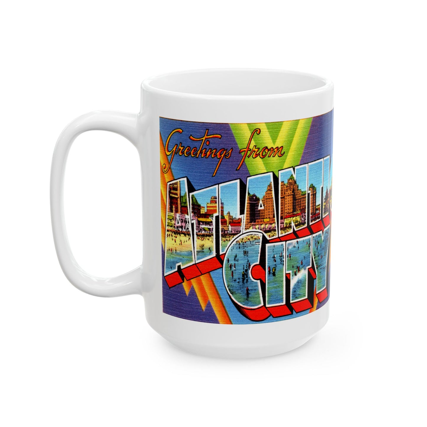 Memebly Vintage Greetings from Atlantic City NJ New Jersey Coffee Mug