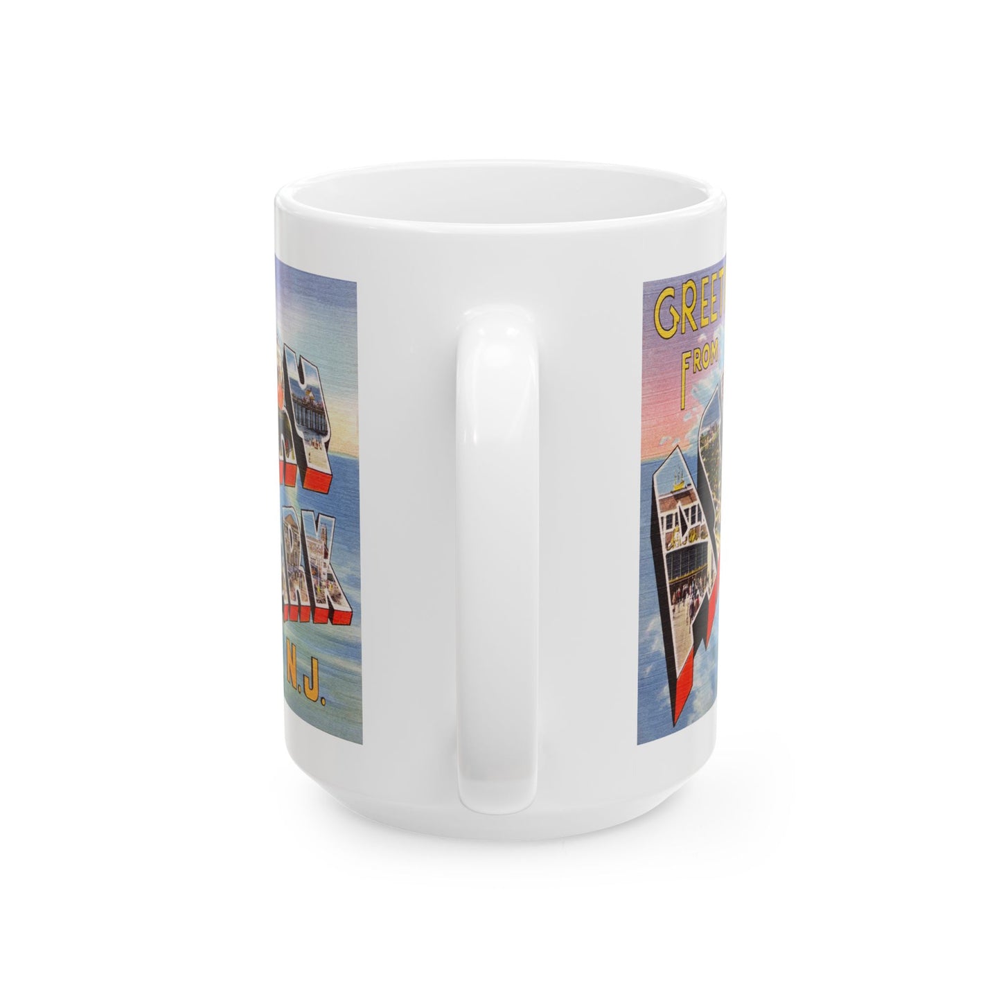 Memebly Vintage Waves Greetings from Asbury Park NJ New Jersey Coffee Mug