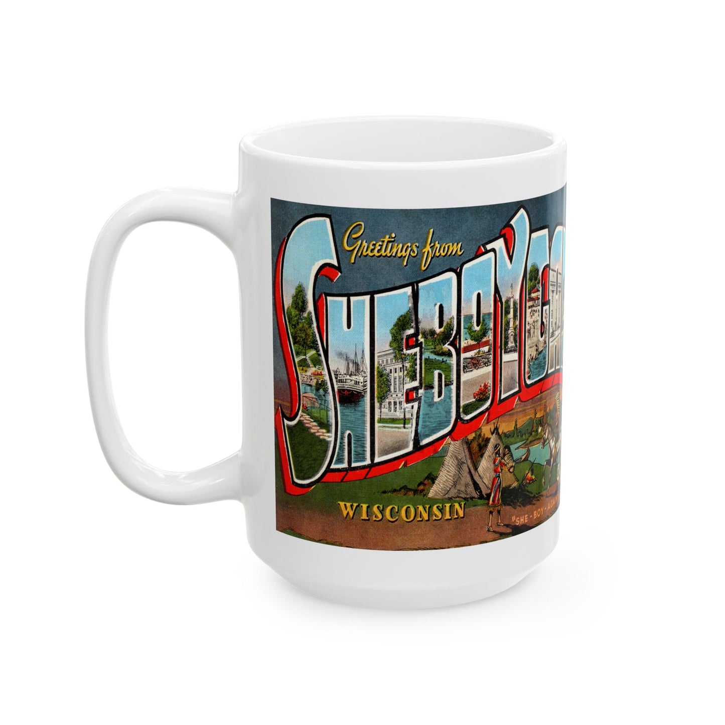 Memebly Vintage Greetings from Sheboygan WY Wyoming Coffee Mug