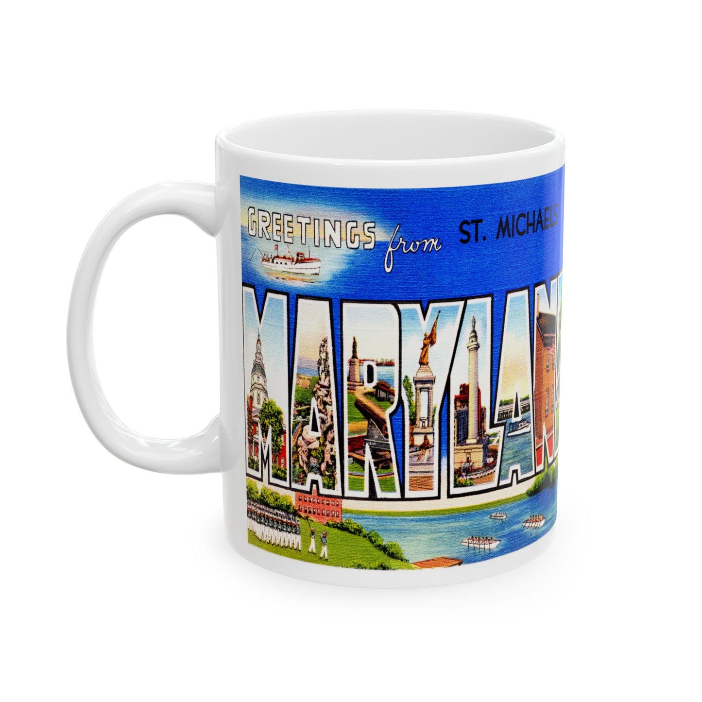 Memebly Vintage Greetings from Saint St Michaels MD Maryland Coffee Mug