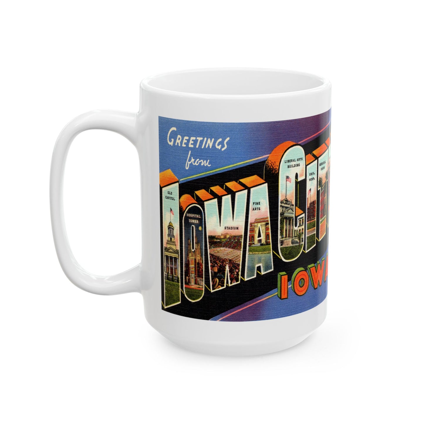 Memebly Vintage Greetings from Iowa City IA Coffee Mug