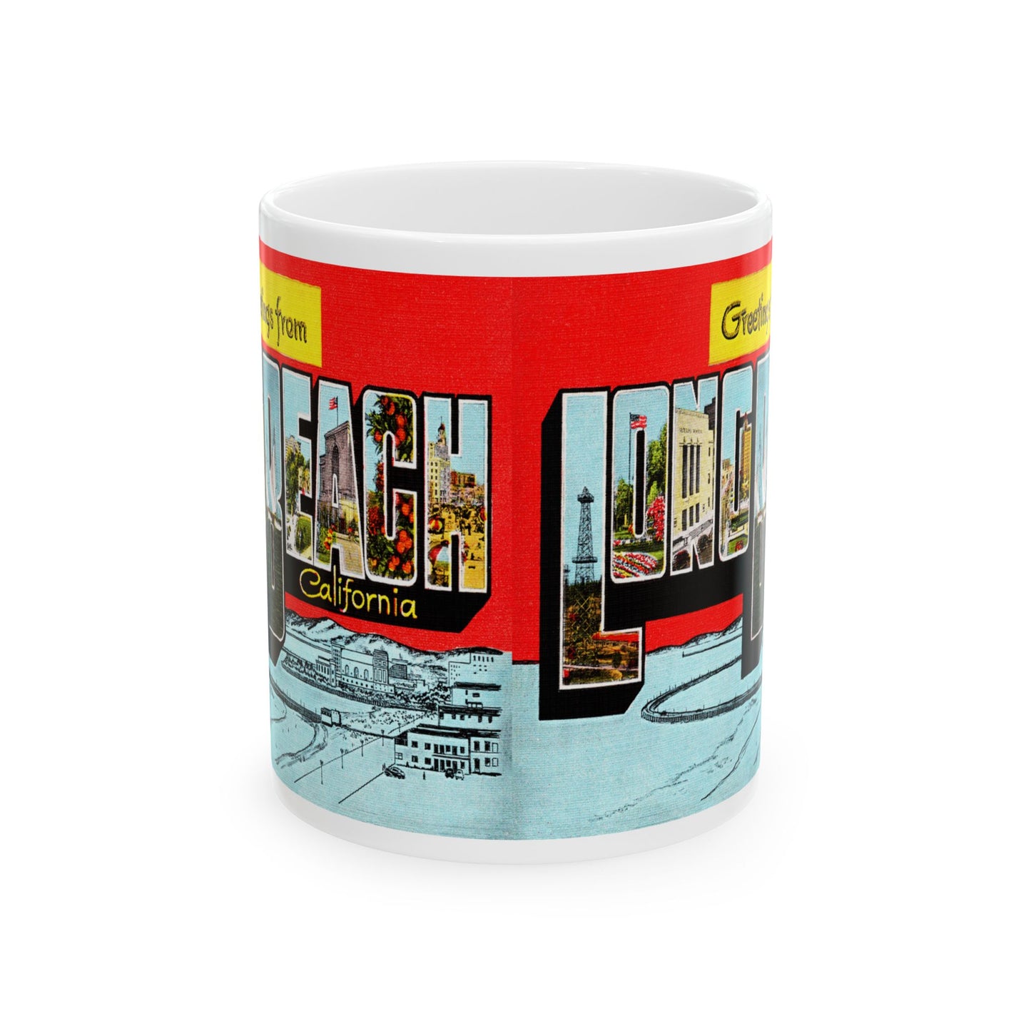 Memebly Retro Greetings from Long Beach CA California Coffee Mug