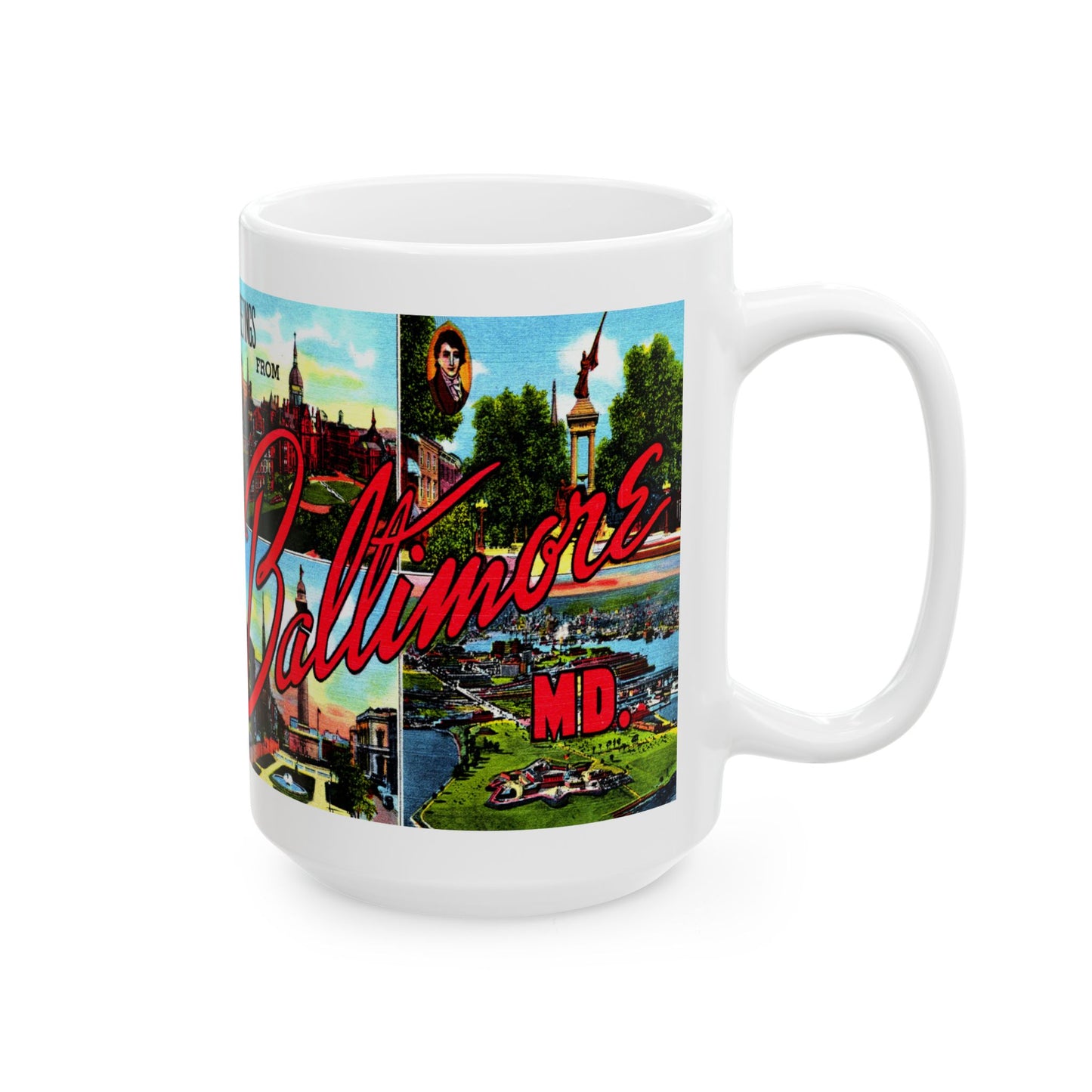 Memebly Scenic Retro Greetings from Baltimore MD Maryland Coffee Mug