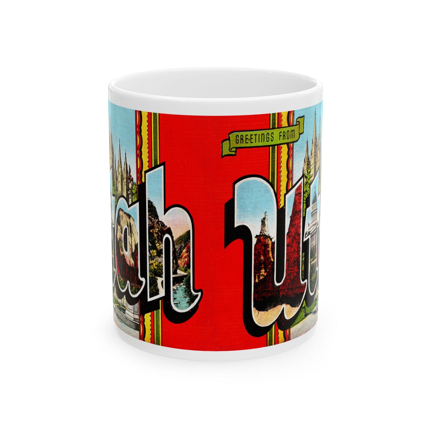 Memebly Colorful Retro Greetings from Utah UT Coffee Mug