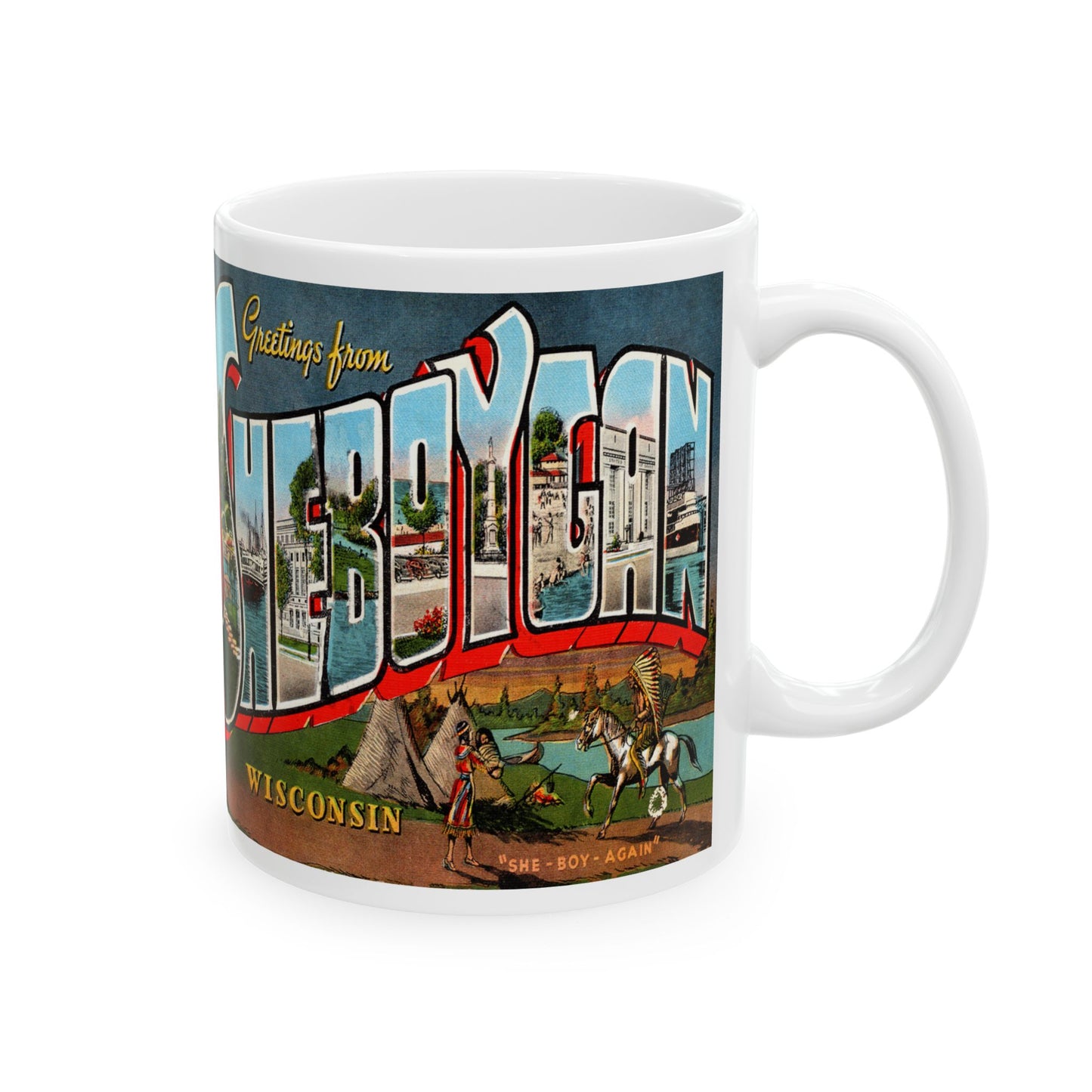 Memebly Vintage Greetings from Sheboygan WY Wyoming Coffee Mug