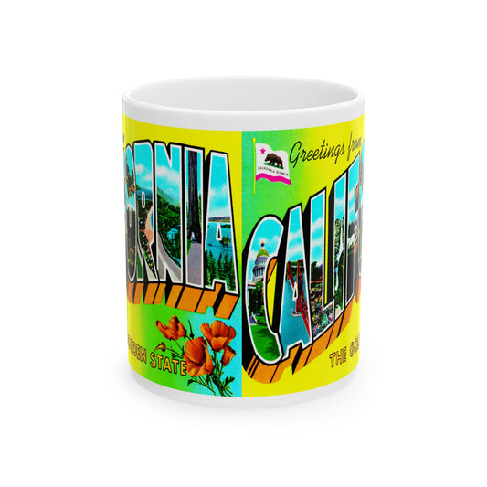 Memebly Colorful Vintage Greetings from California The Golden State Coffee Mug