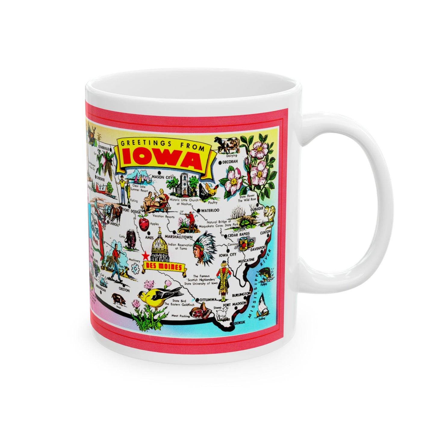 Memebly Scenic Greetings from Iowa IA Map Coffee Mug