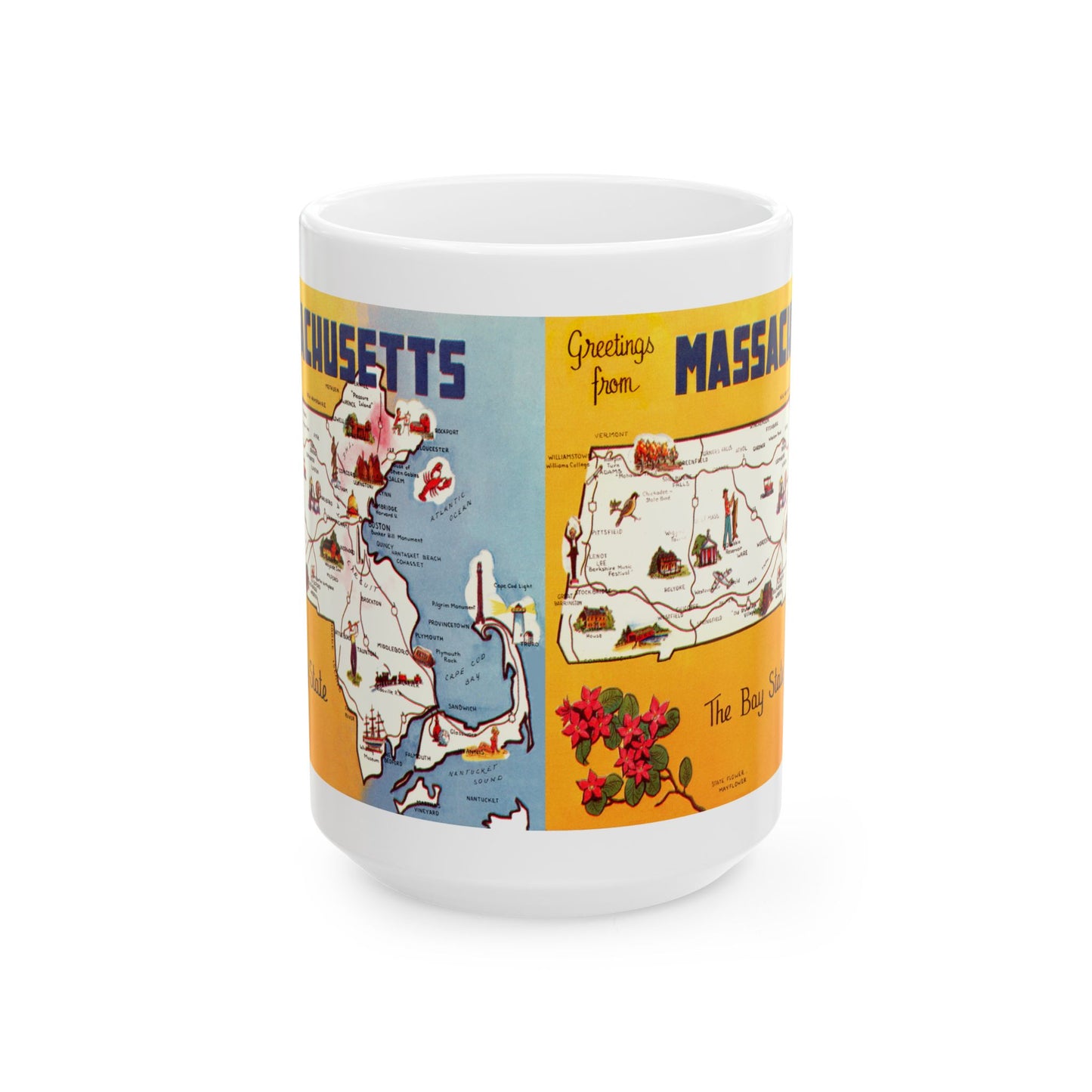 Memebly Vintage Retro Greetings from Massachusetts MA Coffee Mug Coffee Mug