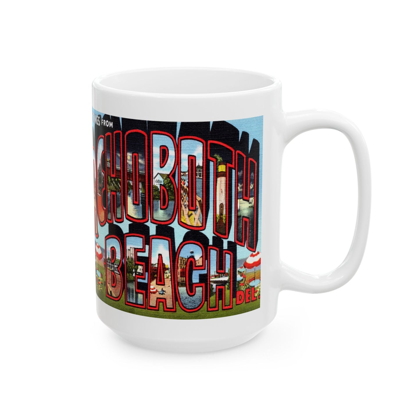 Memebly Retro Greetings from Rehoboth Beach DE Delaware Coffee Mug