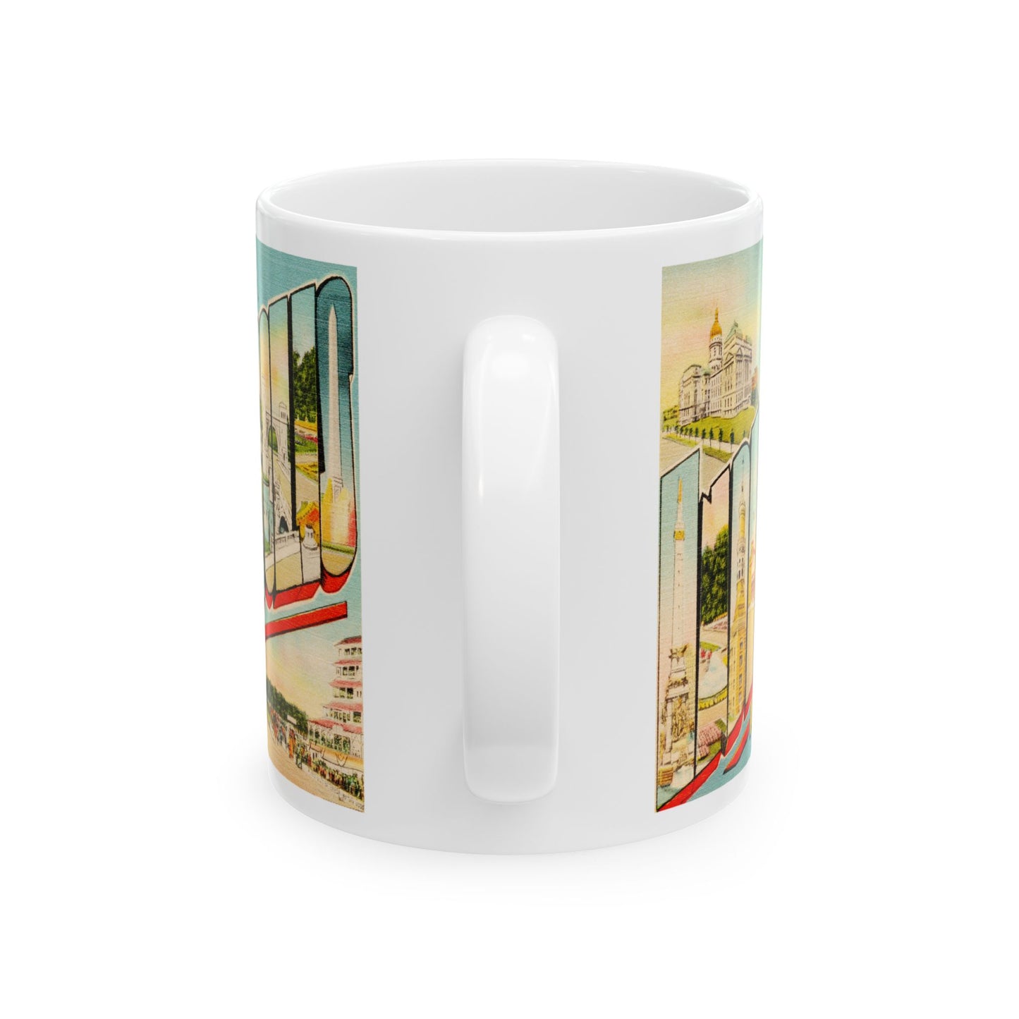 Memebly  Retro Buildings Greetings from Indianapolis IN Indiana Coffee Mug