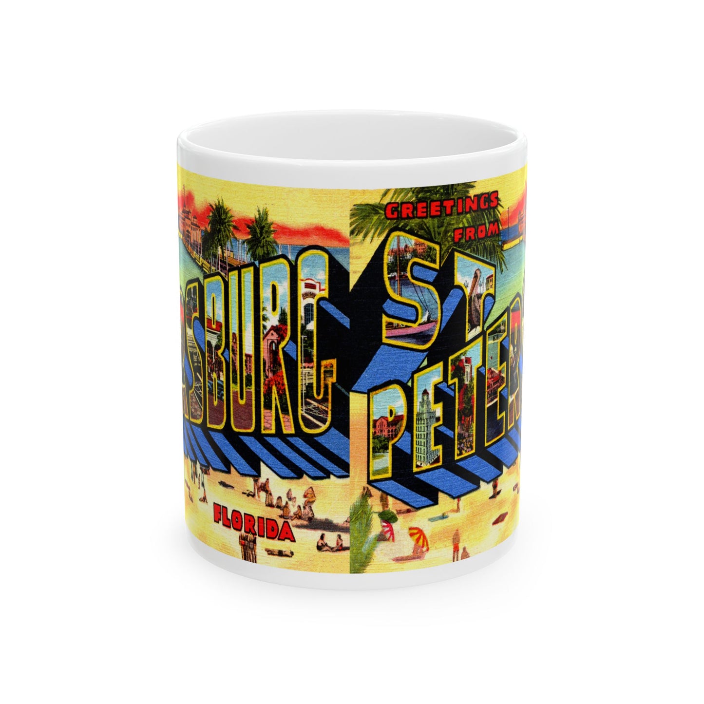 Memebly Colorful Retro Greetings from Saint St Petersburg FL Florida Coffee Mug