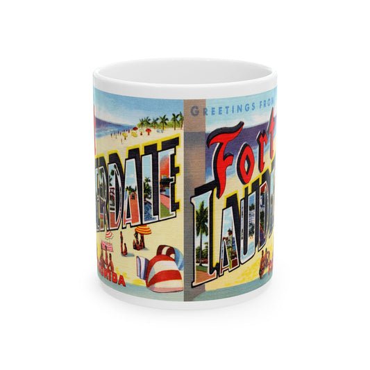 Memebly Colorful Beach Vintage Greetings from Fort Lauderdale FL Florida  Coffee Mug