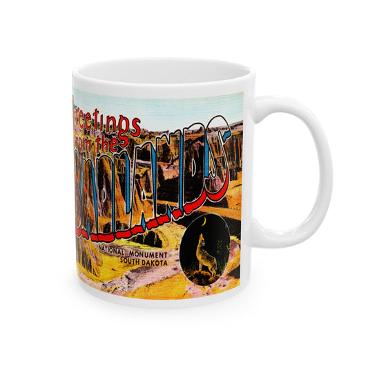 Memebly Colorful Vintage Greetings from Badlands SD South Dakota Coffee Mug