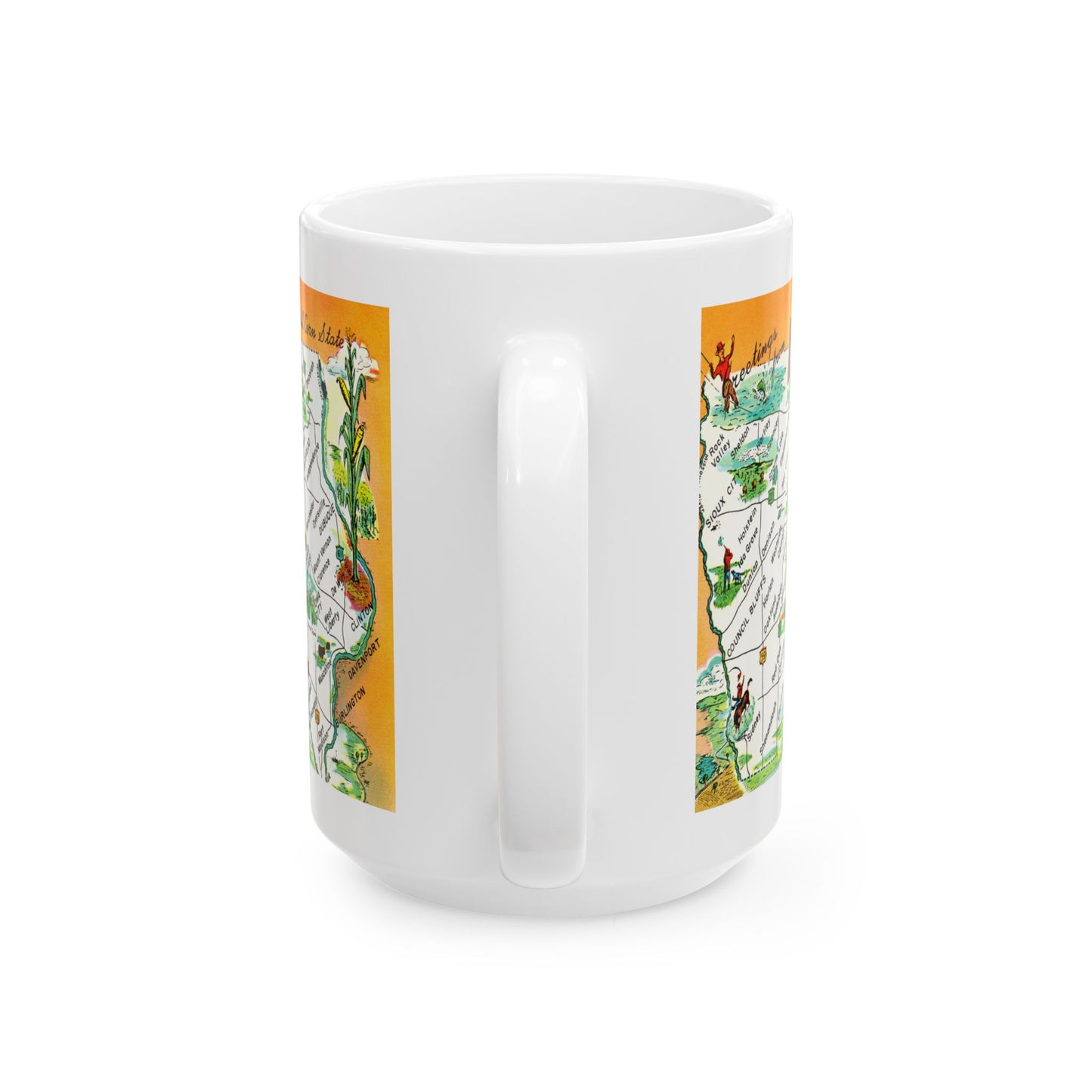 Memebly Retro Greetings from Iowa IA Map Coffee Mug