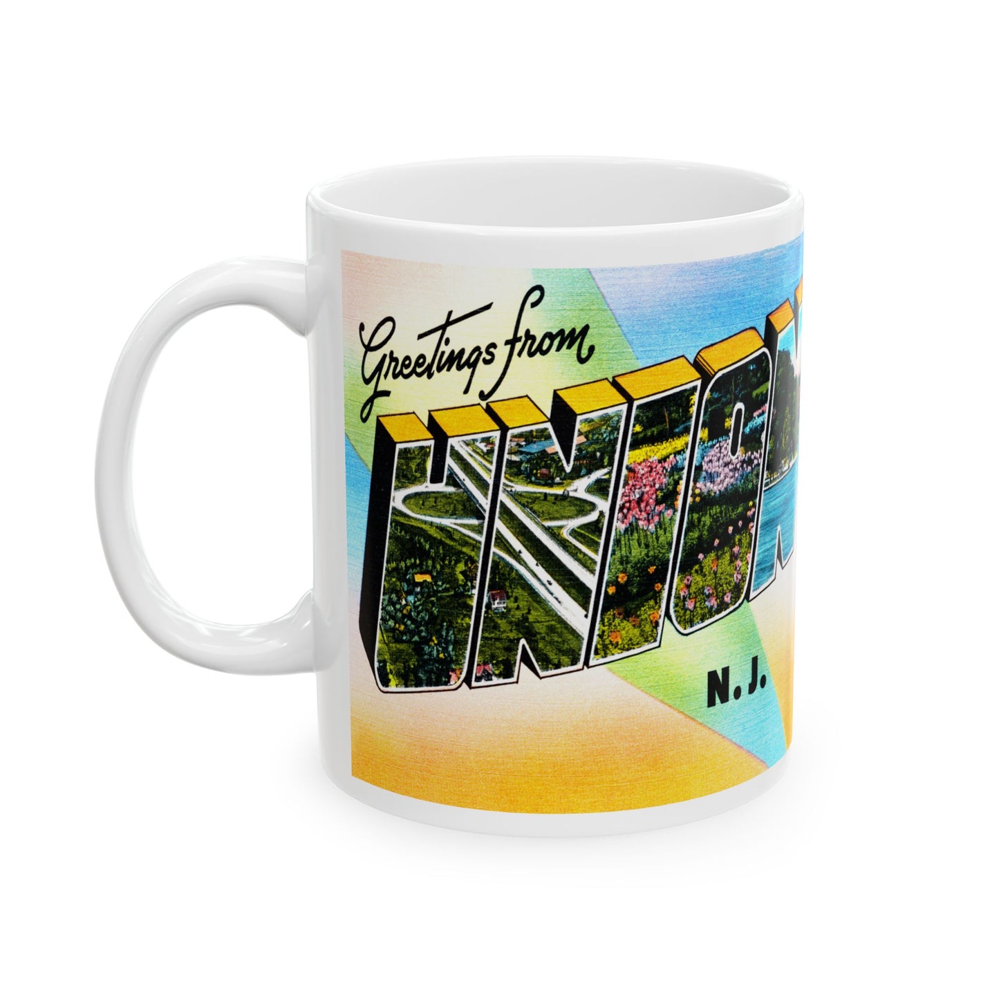 Memebly Vintage Greetings from Union NJ New Jersey Coffee Mug