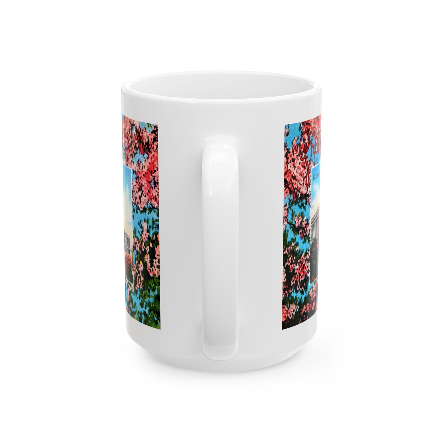 Memebly Vintage Cherry Blossom Greetings from the US Capitol Washington DC Coffee Mug