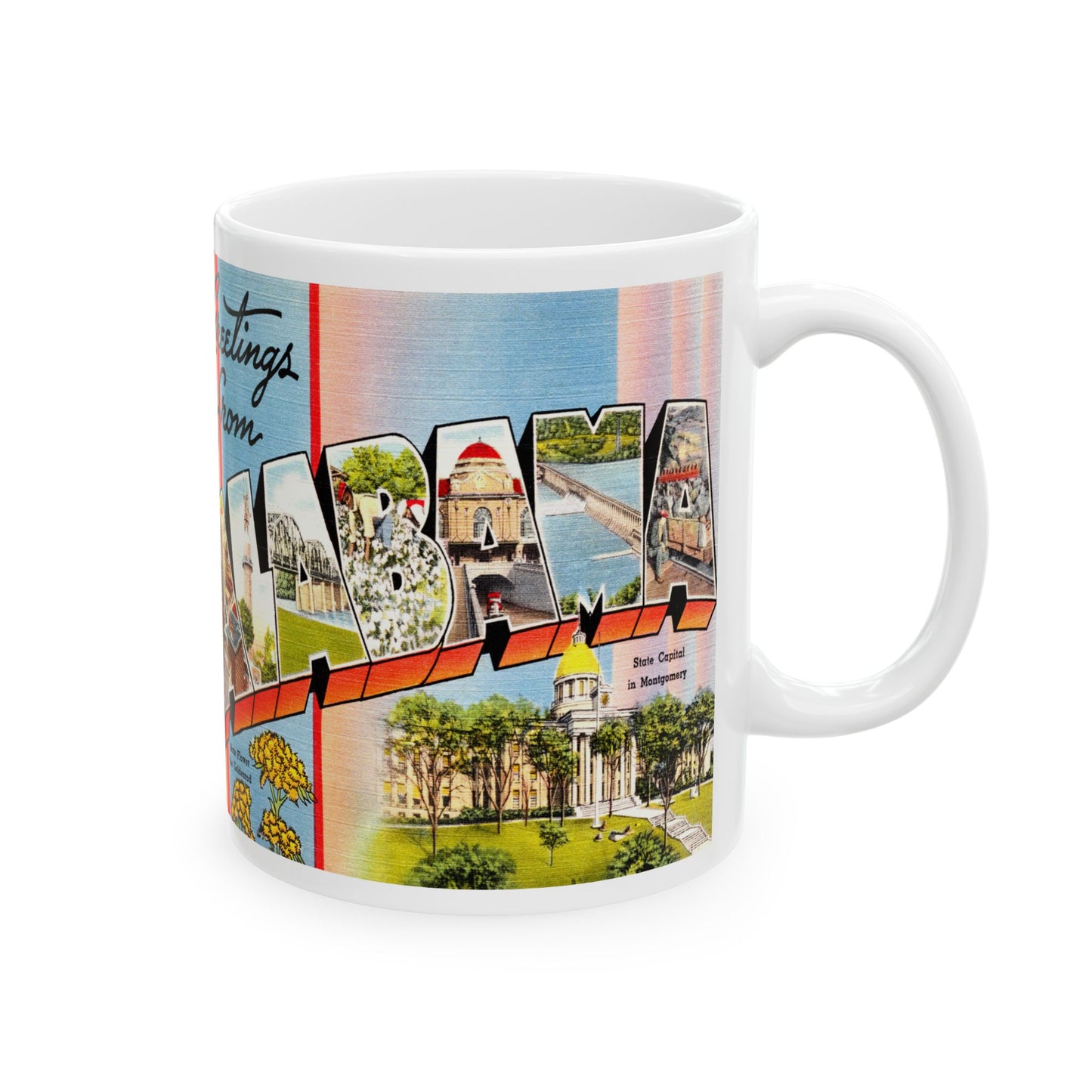 Memebly Flowerful Vintage Greetings from AL Alabama Coffee Mug