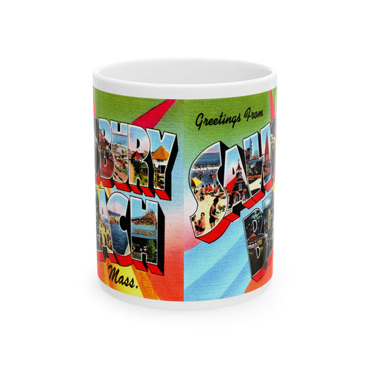 Memebly Colorful Vintage Greetings from Salisbury Beach MA Massachusetts Coffee Mug