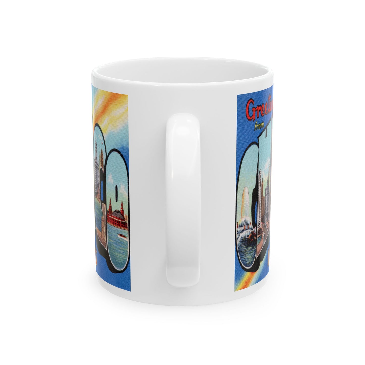 Memebly Scenic Retro Greetings from Chicago IL Coffee Mug