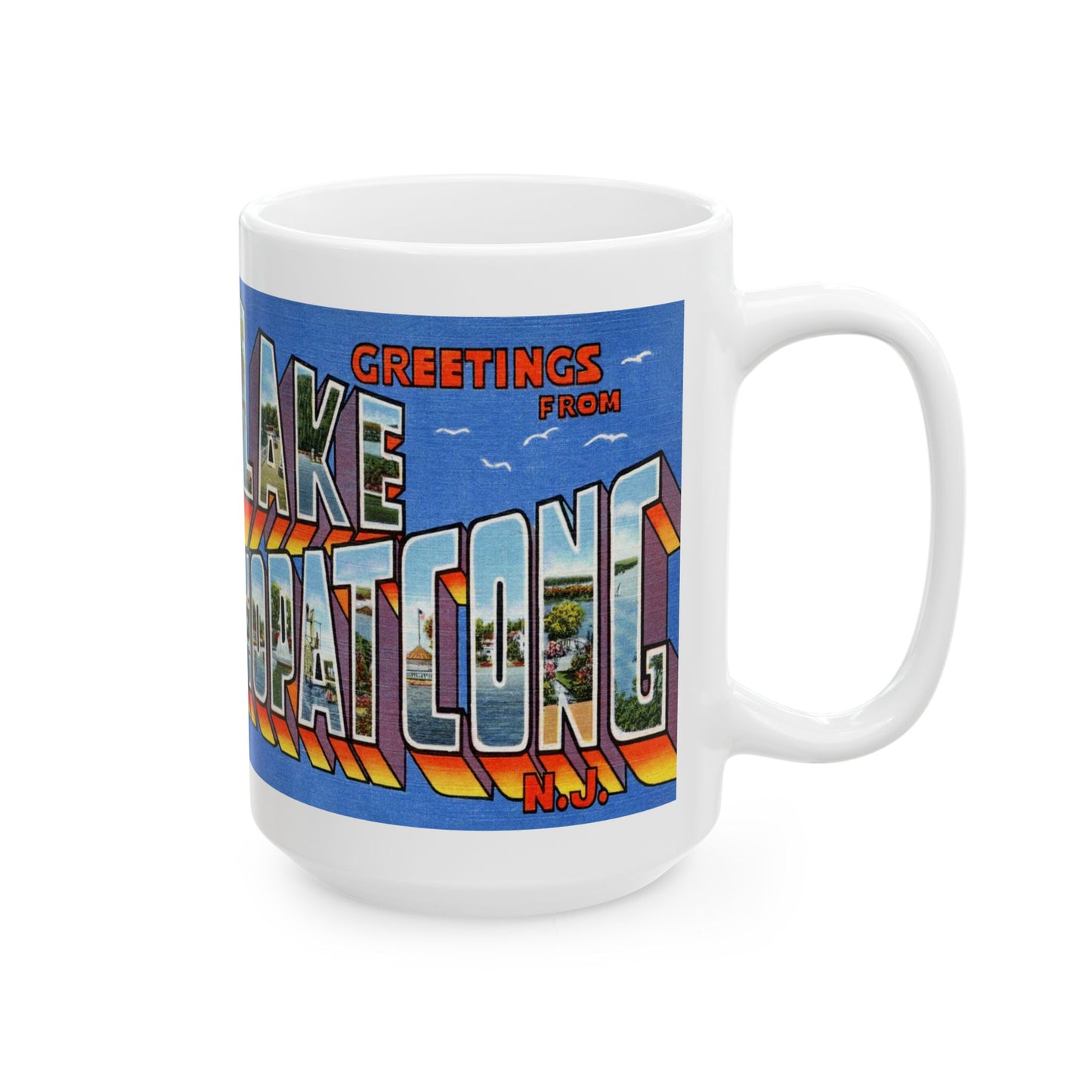 Memebly Vintage Greetings from Lake Hopatcong NJ New Jersey Coffee Mug