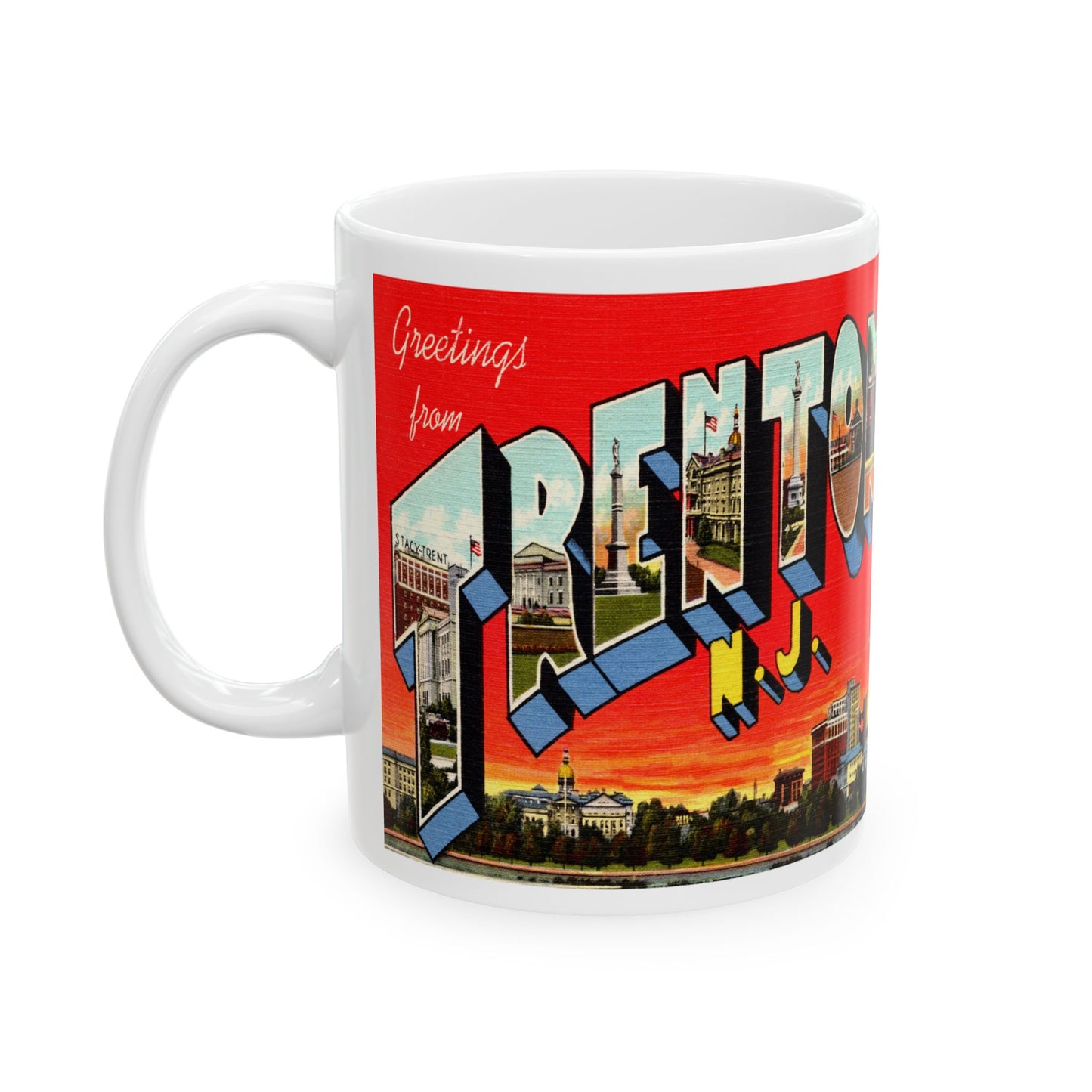 Memebly Vintage Greetings from Trenton NJ New Jersey Coffee Mug