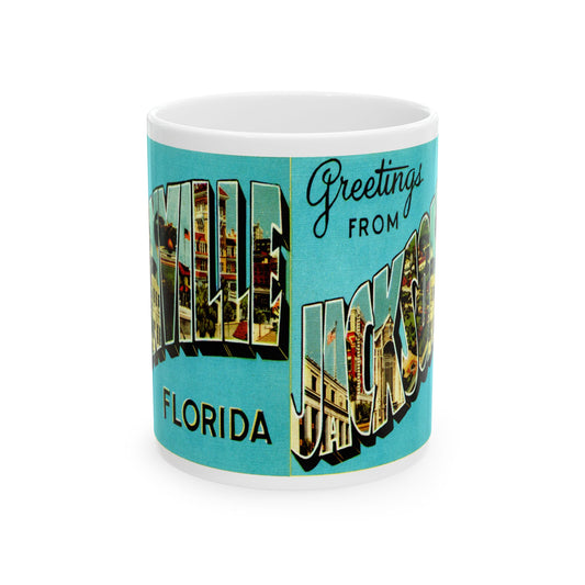 Memebly Colorful Vintage Greetings from Jacksonville FL Florida Coffee Mug