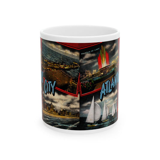 Memebly Vintage NIght time Greetings from Atlantic City NJ New Jersey Coffee Mug