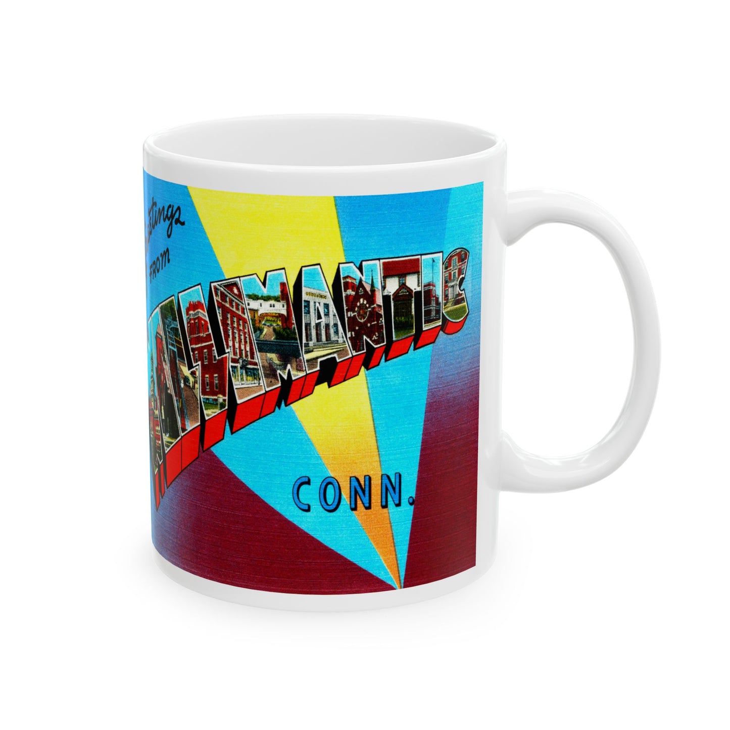 Memebly Vintage Greetings from Willimantic CT Connecticut Coffee Mug