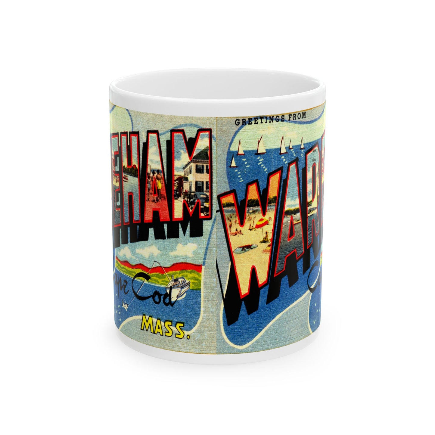 Memebly Scenic Vintage Greetings from Wareham Cape Cod MA Massachusetts Coffee Mug