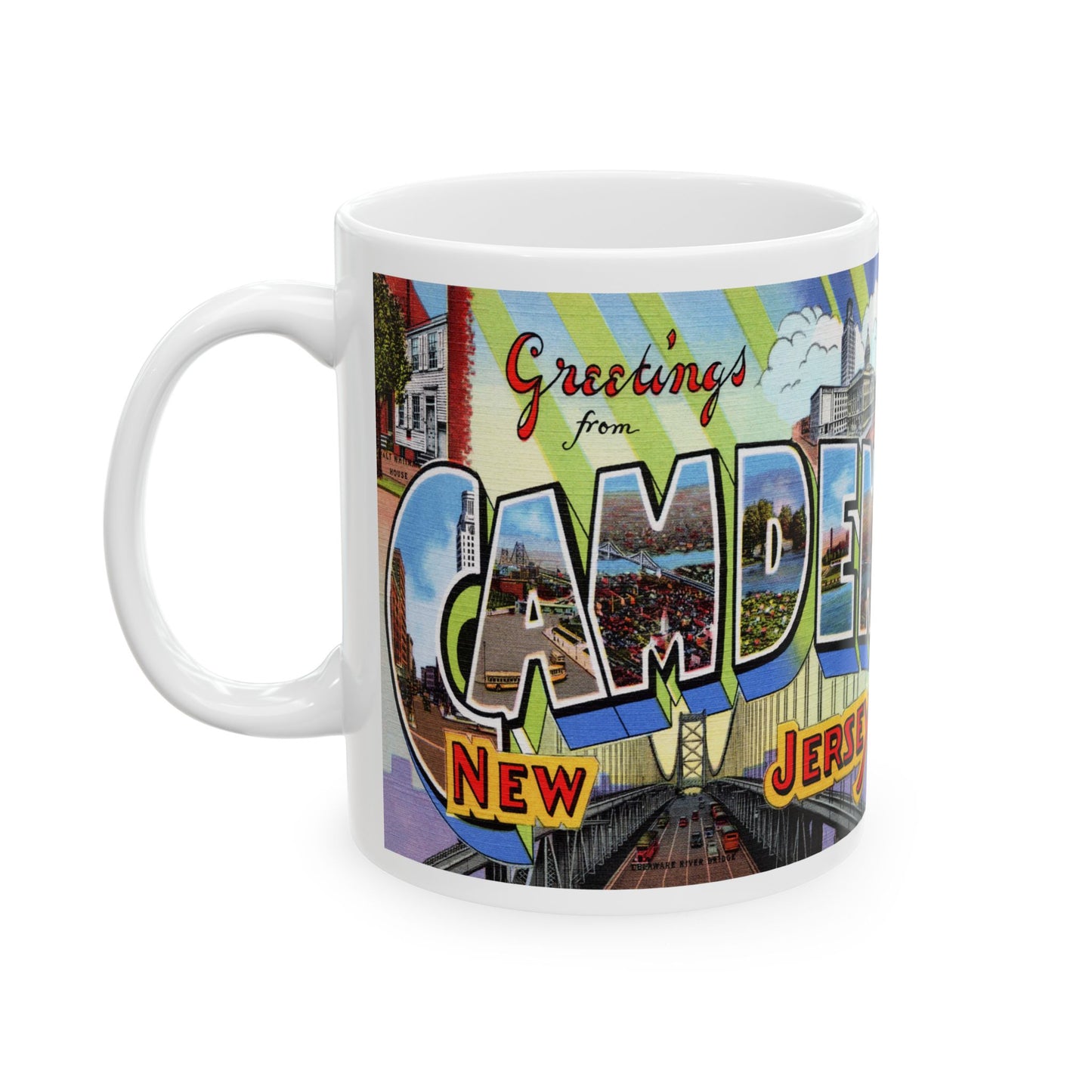 Memebly Vintage Greetings from Camden NJ New Jersey Coffee Mug