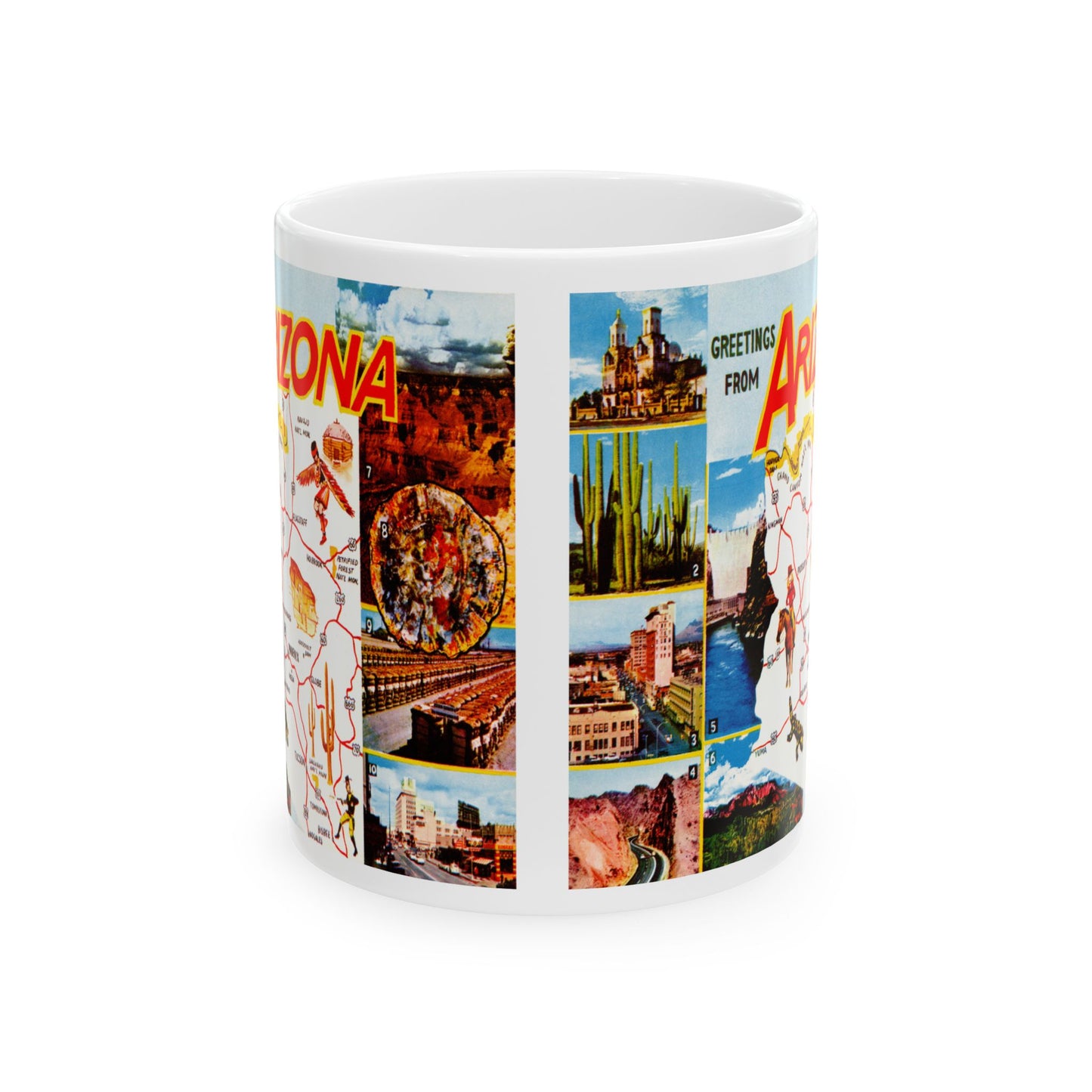 Memebly Vintage Scenic View AZ Arizona Map Coffee Mug