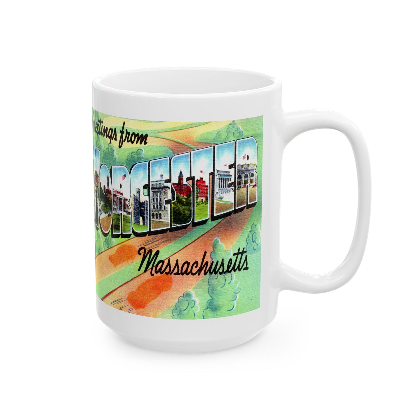 Memebly Retro Greetings from Worcester MA Massachusetts Coffee Mug