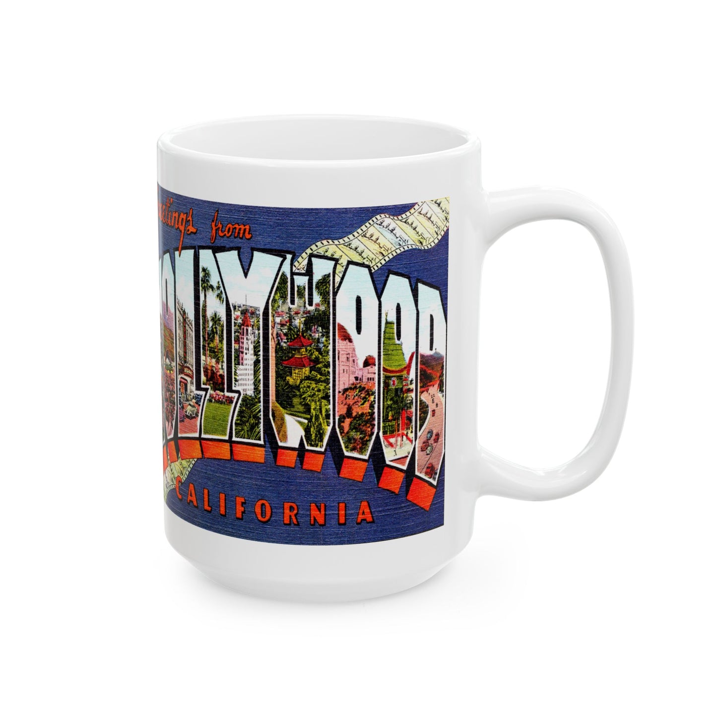 Memebly Retro Greetings from Hollywood CA California Coffee Mug