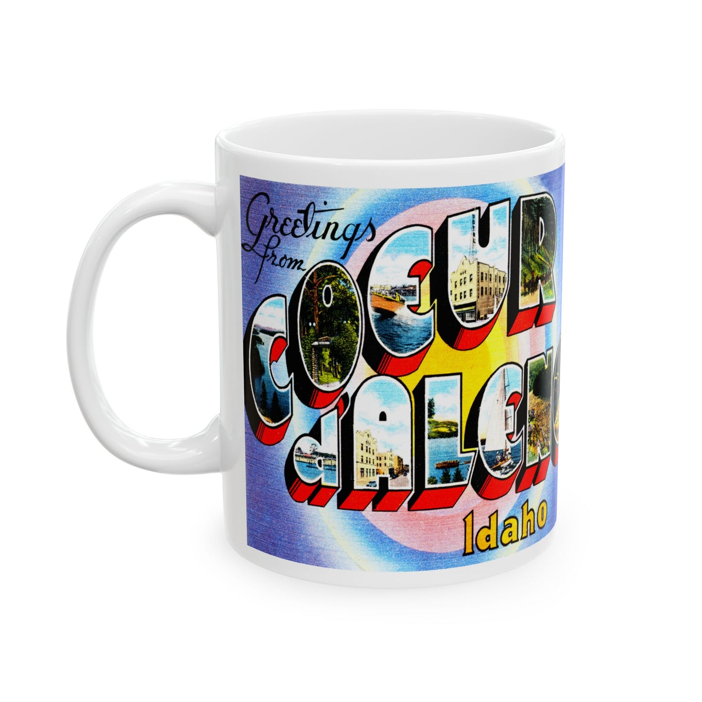 Memebly Vintage Greetings from Coeur d'Alene ID Coffee Mug