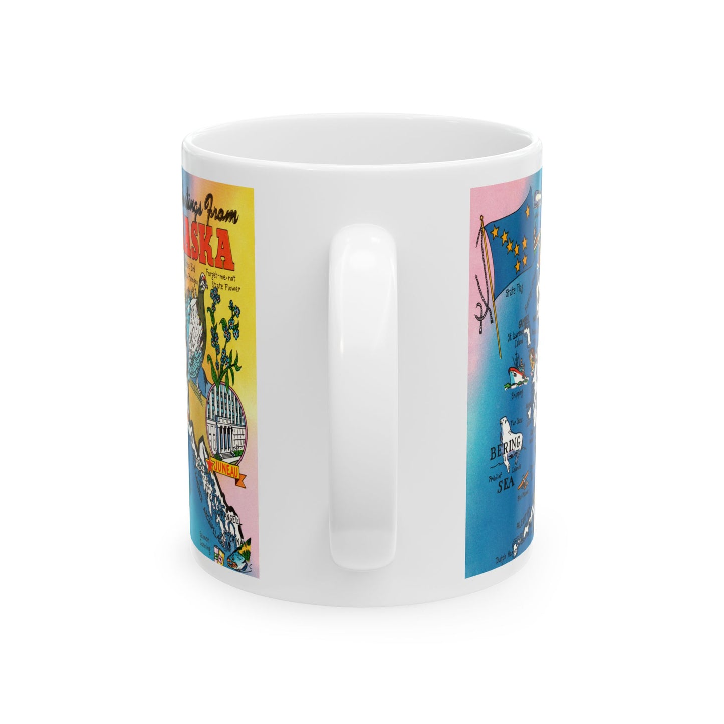 Memebly Retro Greetings from Alaska Map Coffee Mug