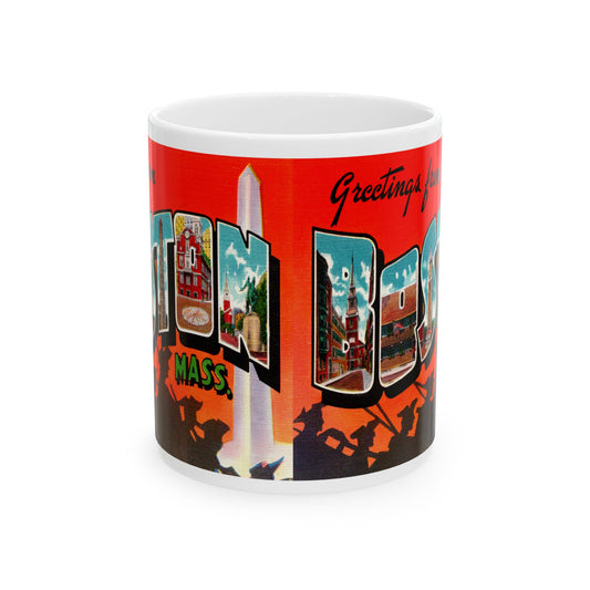 Memebly Vintage Patriots Greetings from Boston MA Massachusetts Coffee Mug