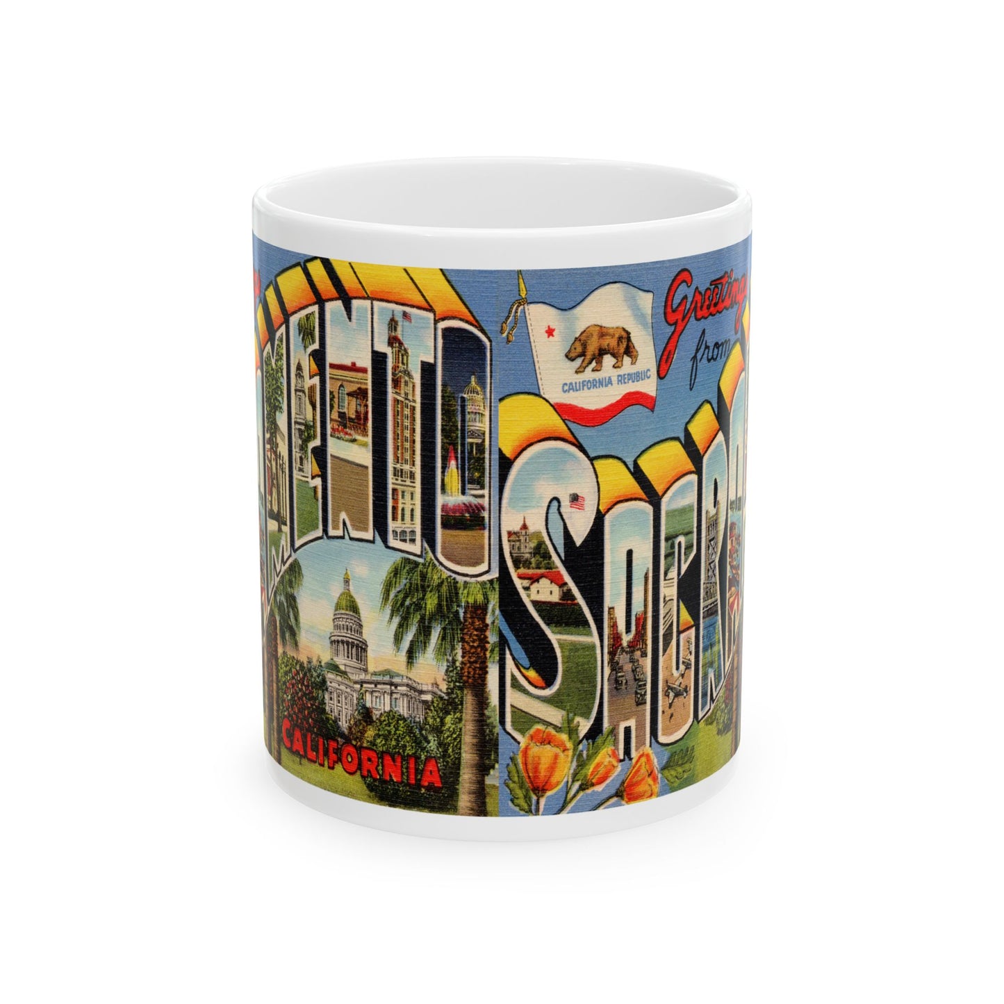 Memebly Retro Greetings from Sacremento CA California Coffee Mug