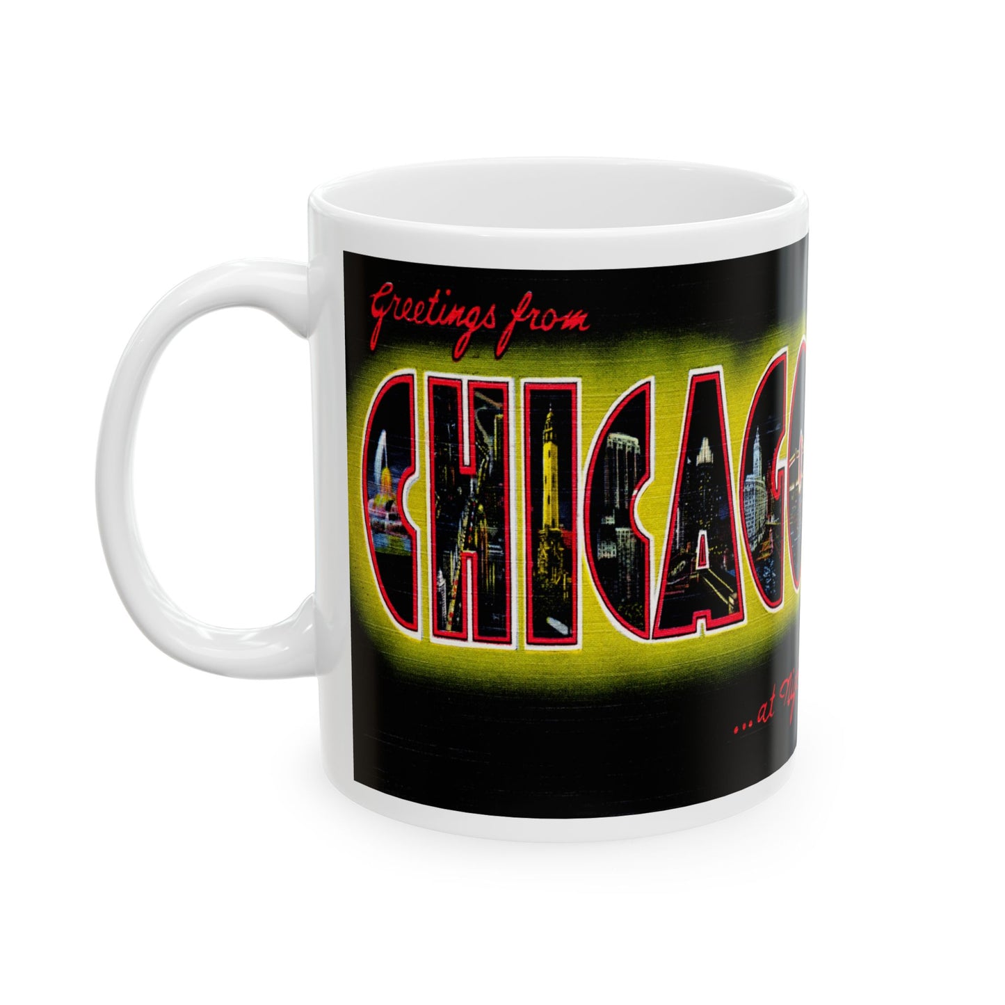 Memebly Scenic Greetings from Chicago IL Coffee Mug