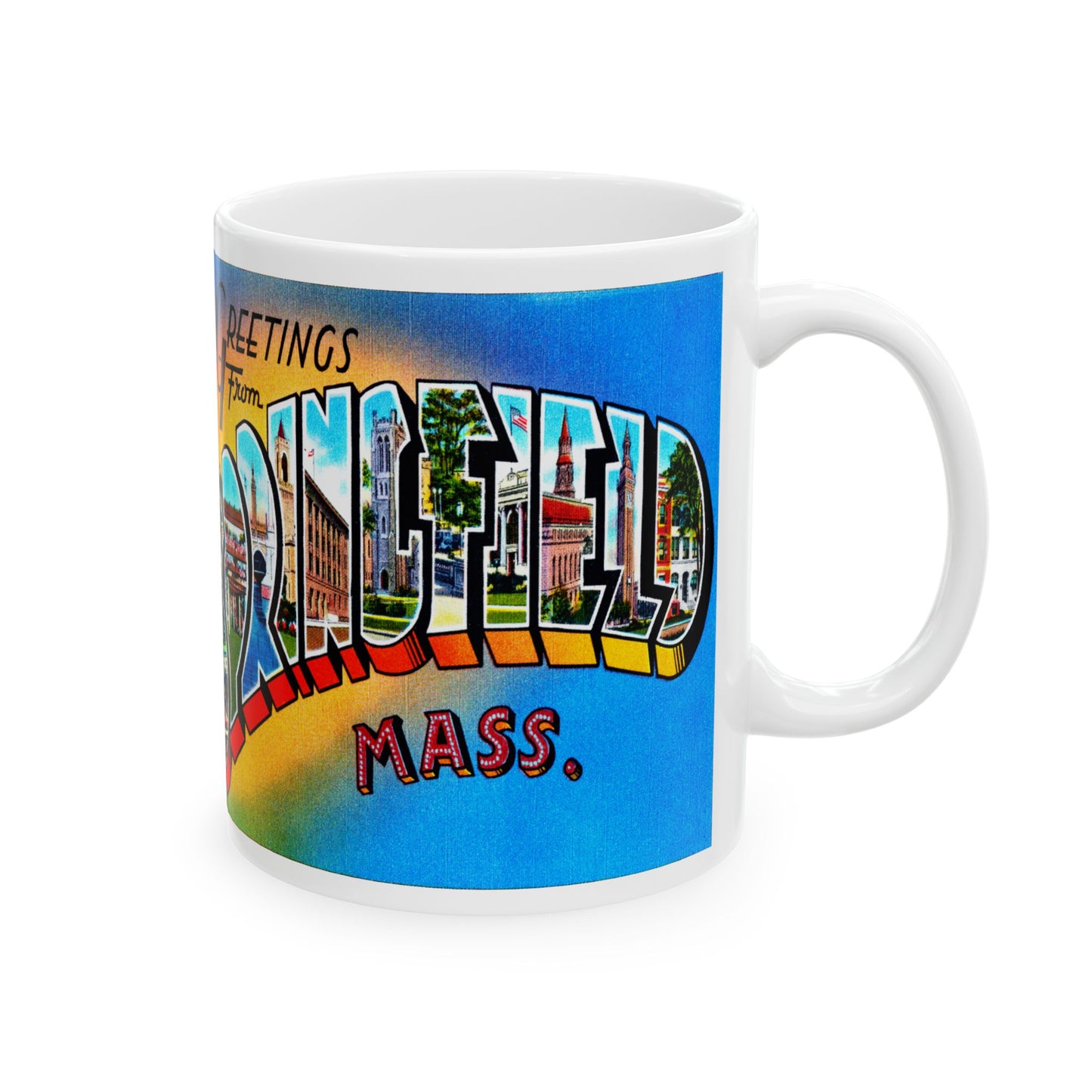 Memebly Vintage Greetings from Springfield MA Massachusetts Coffee Mug