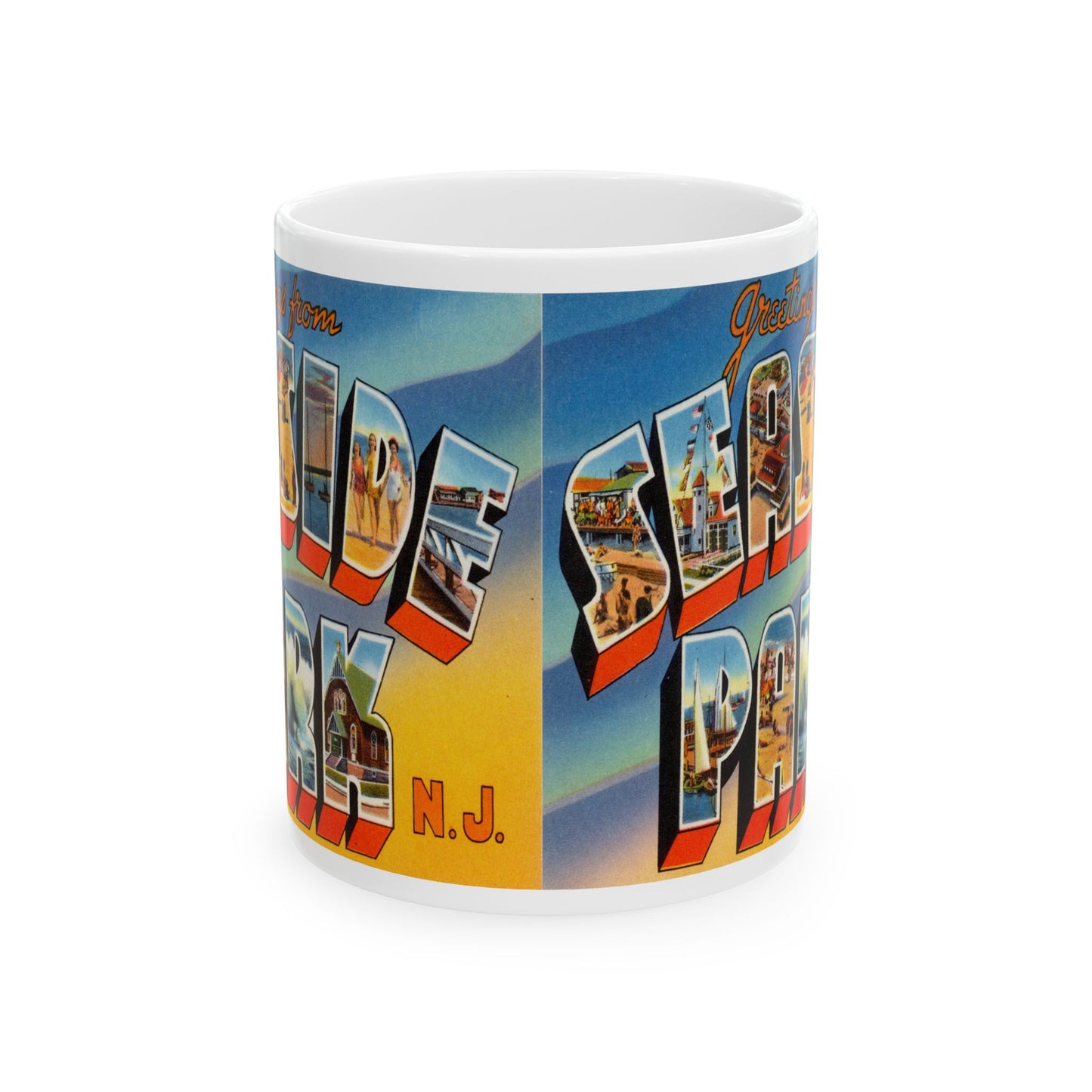 Memebly Vintage Greetings from Seaside Park NJ New Jersey Coffee Mug