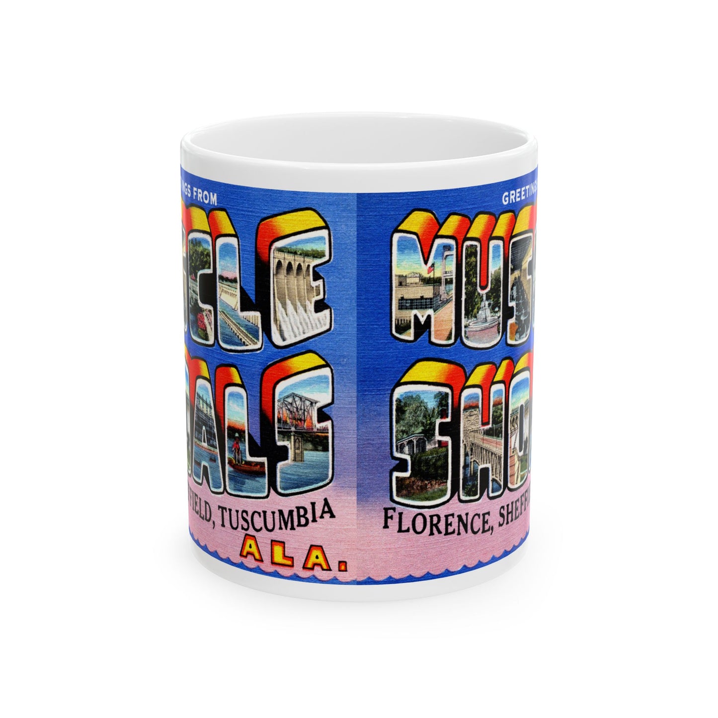 Memebly Vintage Greetings from Muscle Shoals AL Coffee Mug