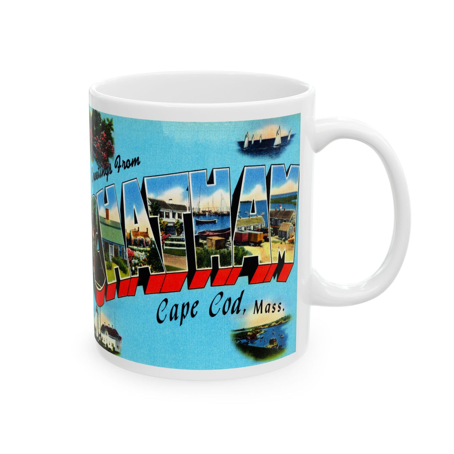 Memebly Vintage Greetings from Chatham Cape Cod MA Massachusetts Coffee Mug