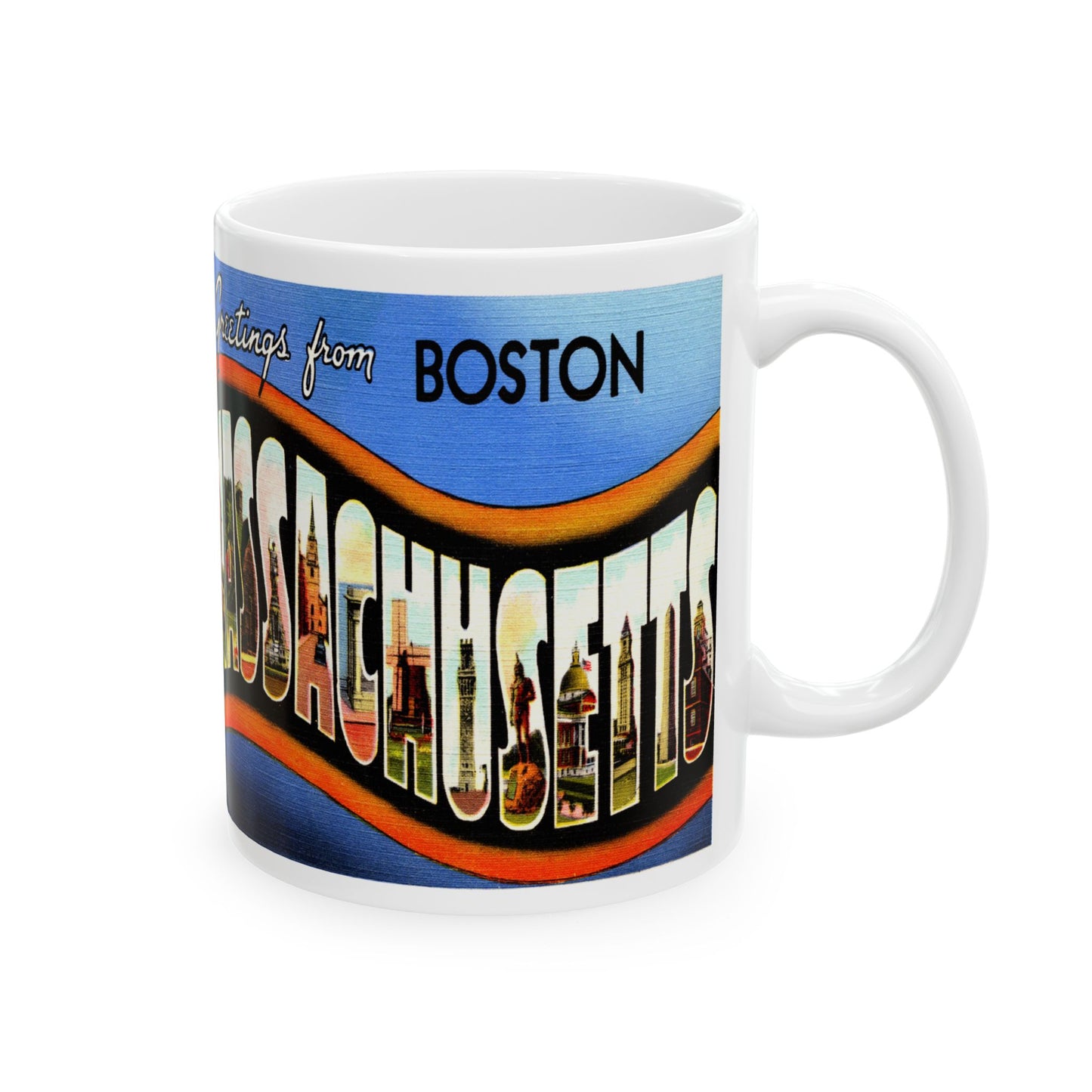 Memebly Vintage Greetings from Boston MA Massachusetts Coffee Mug